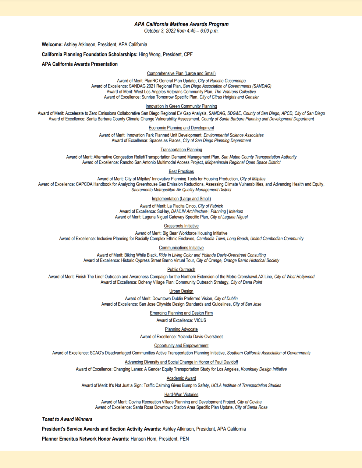 APA Los Angeles » Congratulations to the Winners of the 2022 APA California Awards!